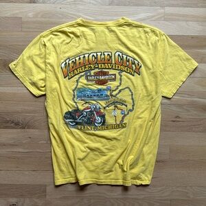 Yellow Harley Davidson double sided graphic tee
